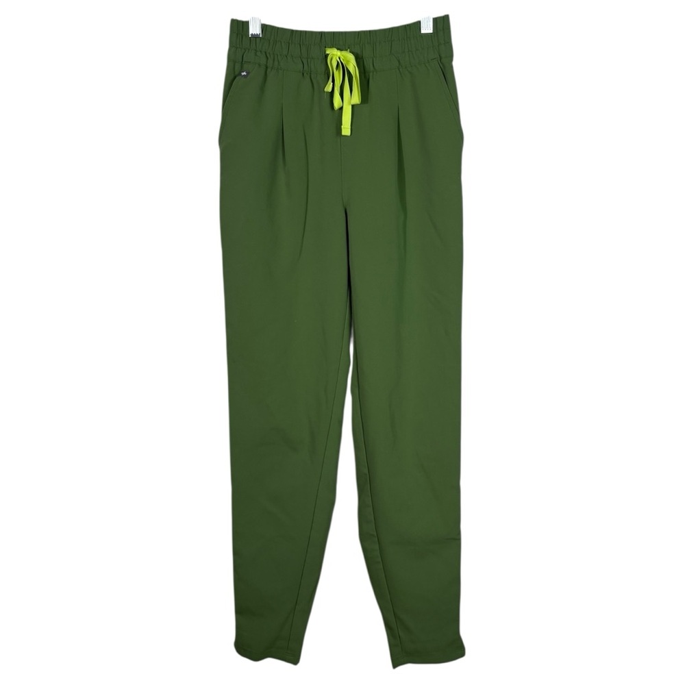 Figs Technical Collection Green Contrast Drawstring Slim Leg Scrub Pants XS Tall
